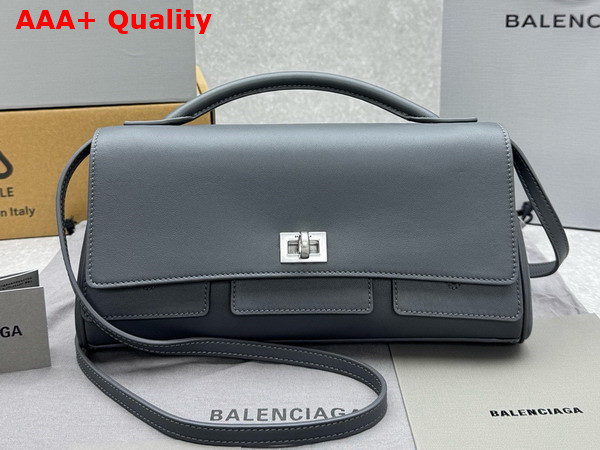 Balenciaga Bel Air Clutch On Strap Small in Grey Smooth Calfskin Replica