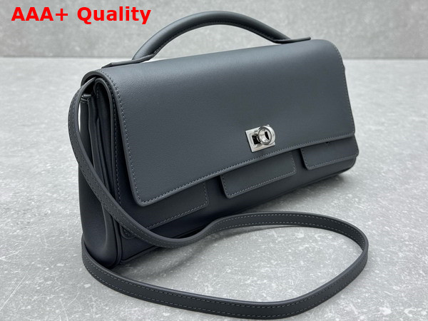 Balenciaga Bel Air Clutch On Strap Small in Grey Smooth Calfskin Replica
