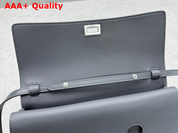 Balenciaga Bel Air Clutch On Strap Small in Grey Smooth Calfskin Replica