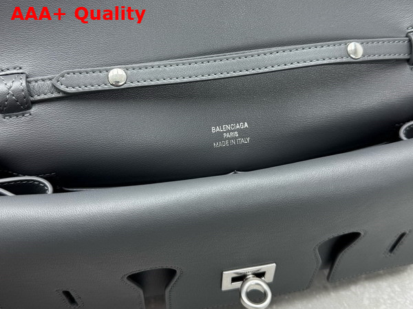 Balenciaga Bel Air Clutch On Strap Small in Grey Smooth Calfskin Replica