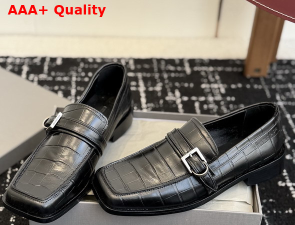 Balenciaga Bel Air Loafer in Black Crocodile Embossed Calfskin Replica