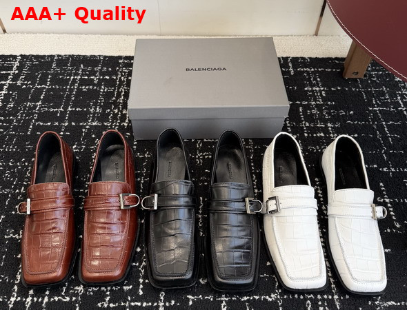 Balenciaga Bel Air Loafer in Black Crocodile Embossed Calfskin Replica