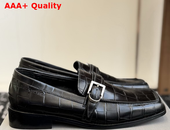 Balenciaga Bel Air Loafer in Black Crocodile Embossed Calfskin Replica