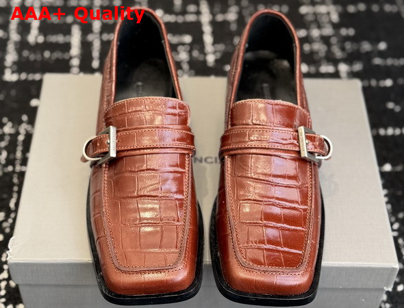 Balenciaga Bel Air Loafer in Brown Crocodile Embossed Calfskin Replica