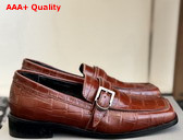 Balenciaga Bel Air Loafer in Brown Crocodile Embossed Calfskin Replica