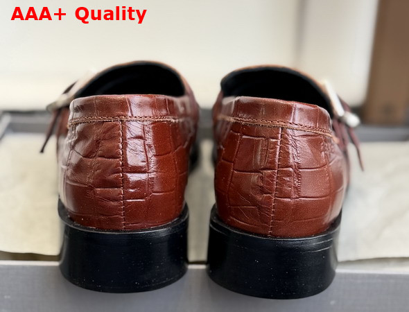 Balenciaga Bel Air Loafer in Brown Crocodile Embossed Calfskin Replica