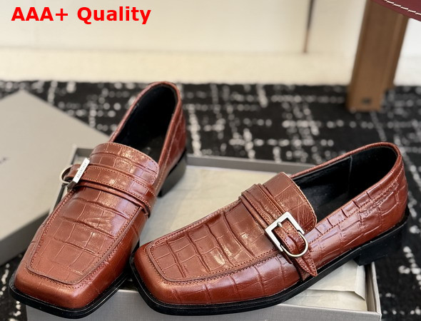 Balenciaga Bel Air Loafer in Brown Crocodile Embossed Calfskin Replica