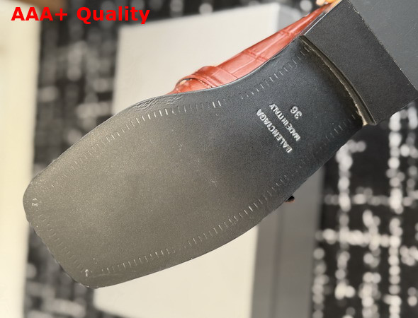 Balenciaga Bel Air Loafer in Brown Crocodile Embossed Calfskin Replica