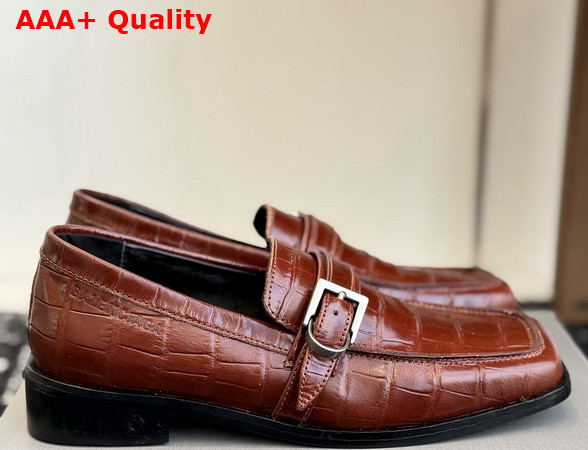 Balenciaga Bel Air Loafer in Brown Crocodile Embossed Calfskin Replica