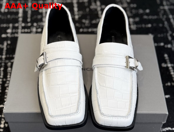 Balenciaga Bel Air Loafer in White Crocodile Embossed Calfskin Replica
