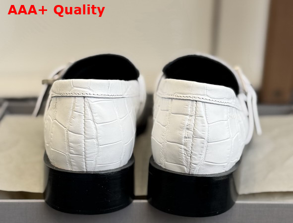 Balenciaga Bel Air Loafer in White Crocodile Embossed Calfskin Replica