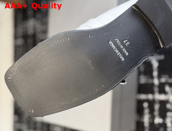 Balenciaga Bel Air Loafer in White Crocodile Embossed Calfskin Replica