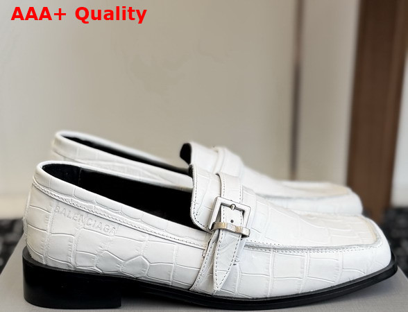 Balenciaga Bel Air Loafer in White Crocodile Embossed Calfskin Replica