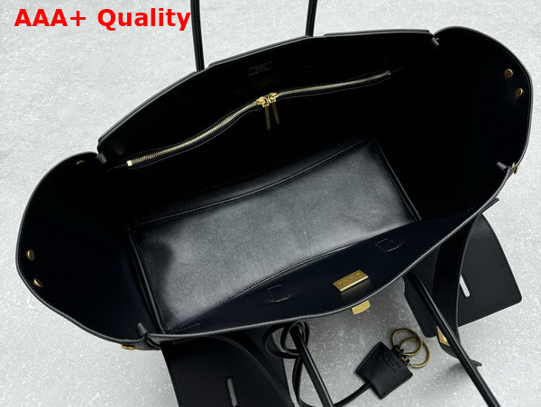 Balenciaga Bel Air Medium Carry All Bag in Black Smooth Calfskin Aged Gold Hardware Replica