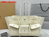 Balenciaga Bel Air Medium Carry All Bag in Soya Smooth Calfskin Aged Silver Hardware Replica