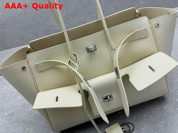 Balenciaga Bel Air Medium Carry All Bag in Soya Smooth Calfskin Aged Silver Hardware Replica