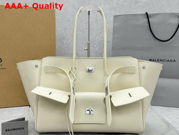 Balenciaga Bel Air Medium Carry All Bag in Soya Smooth Calfskin Aged Silver Hardware Replica