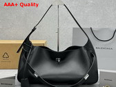 Balenciaga Bel Air Medium Shoulder Bag in Black Smooth Calfskin Aged Silver Hardware Replica