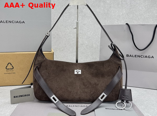 Balenciaga Bel Air Shoulder Bag Small in Light Espresso Waxed Suede Calfskin Replica