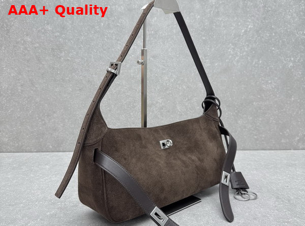 Balenciaga Bel Air Shoulder Bag Small in Light Espresso Waxed Suede Calfskin Replica