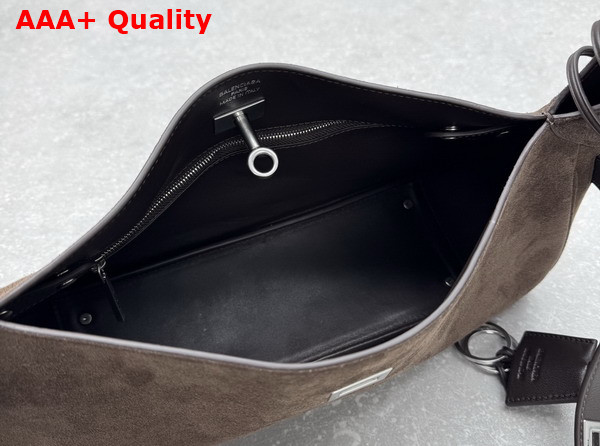 Balenciaga Bel Air Shoulder Bag Small in Light Espresso Waxed Suede Calfskin Replica