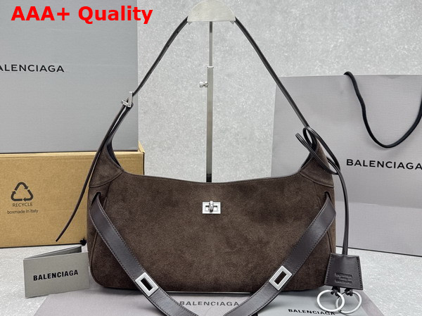 Balenciaga Bel Air Shoulder Bag Small in Light Espresso Waxed Suede Calfskin Replica