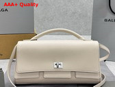 Balenciaga Bel Air Small Clutch On Strap in Almond Smooth Calfskin Aged Silver Hardware Replica