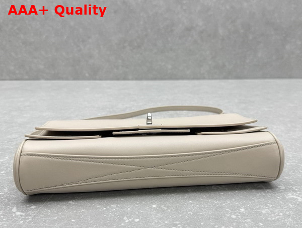 Balenciaga Bel Air Small Clutch On Strap in Almond Smooth Calfskin Aged Silver Hardware Replica