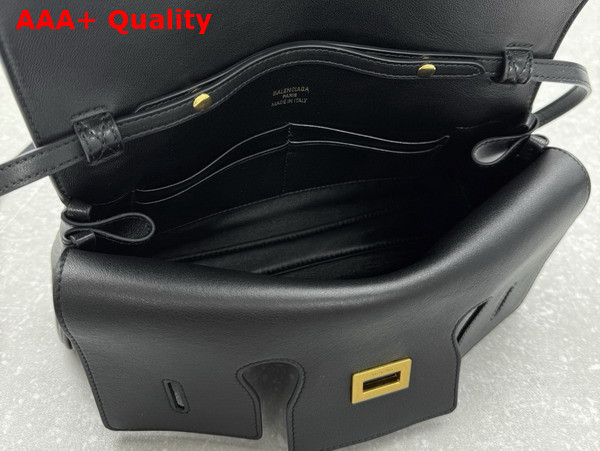 Balenciaga Bel Air Small Clutch On Strap in Black Smooth Calfskin Replica