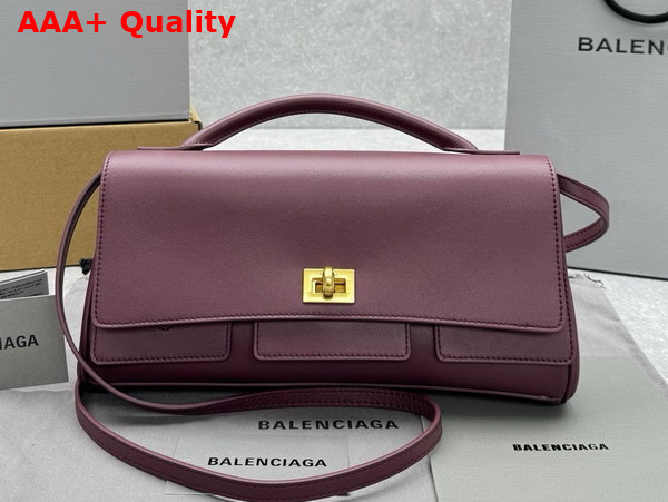 Balenciaga Bel Air Small Clutch On Strap in Dark Burgundy Smooth Calfskin Replica