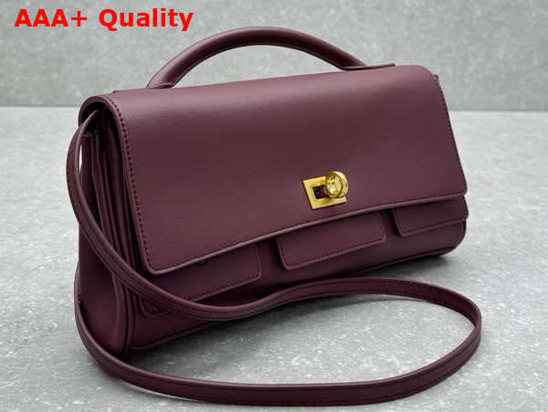 Balenciaga Bel Air Small Clutch On Strap in Dark Burgundy Smooth Calfskin Replica