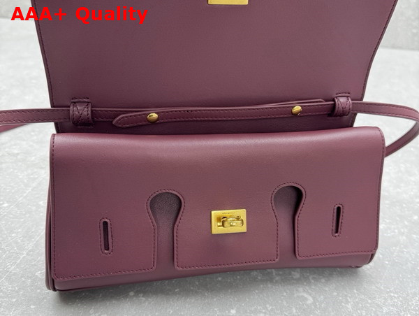 Balenciaga Bel Air Small Clutch On Strap in Dark Burgundy Smooth Calfskin Replica