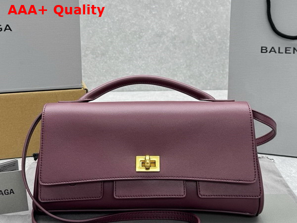 Balenciaga Bel Air Small Clutch On Strap in Dark Burgundy Smooth Calfskin Replica