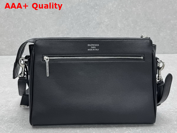 Balenciaga Bel Air Zipped Messenger Bag Small in Black Smooth Calfskin Aged Silver Hardware Replica