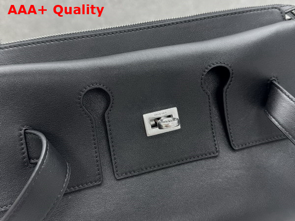 Balenciaga Bel Air Zipped Messenger Bag Small in Black Smooth Calfskin Aged Silver Hardware Replica