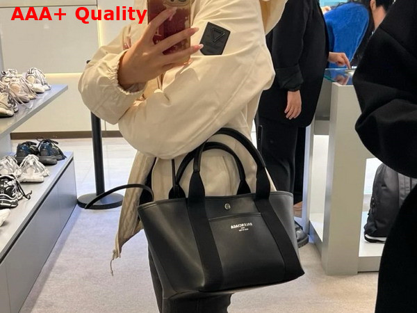 Balenciaga Biarritz Medium Tote Bag in Black Smooth Calfskin Replica