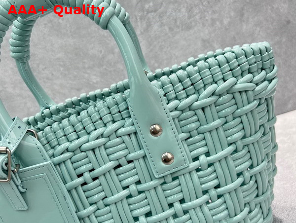 Balenciaga Bistro XS Basket With Strap in Light Green Varnished Fake Calfskin Replica