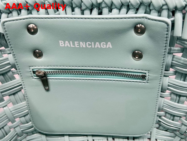 Balenciaga Bistro XS Basket With Strap in Light Green Varnished Fake Calfskin Replica