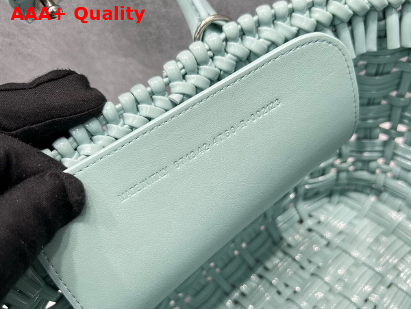 Balenciaga Bistro XS Basket With Strap in Light Green Varnished Fake Calfskin Replica