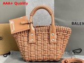 Balenciaga Bistro XXS Basket With Strap in Beige Varnished Fake Calfskin Replica