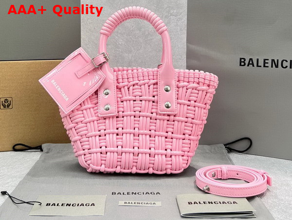 Balenciaga Bistro XXS Basket With Strap in Pink Varnished Fake Calfskin Replica