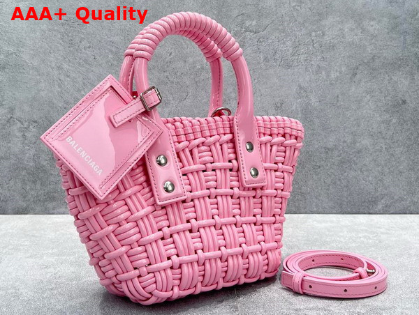 Balenciaga Bistro XXS Basket With Strap in Pink Varnished Fake Calfskin Replica