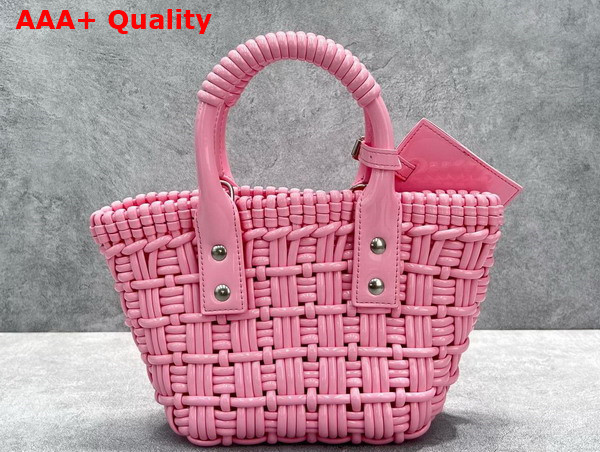 Balenciaga Bistro XXS Basket With Strap in Pink Varnished Fake Calfskin Replica