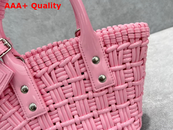 Balenciaga Bistro XXS Basket With Strap in Pink Varnished Fake Calfskin Replica