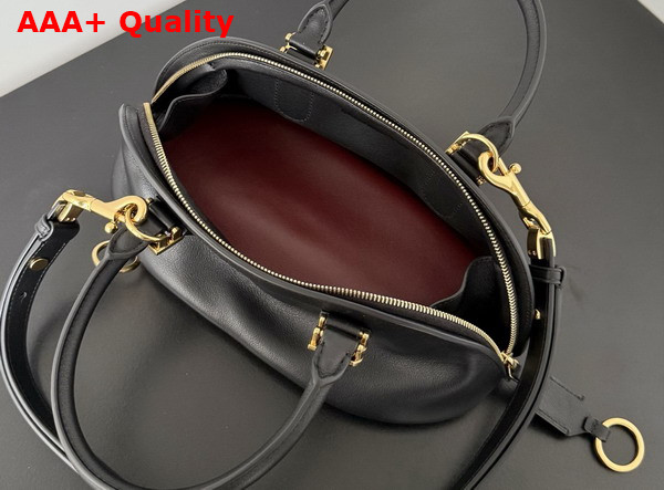 Balenciaga Bolero Bowling Bag Mini in Black Smooth Calfskin and Plum Nappa Lambskin Lining Replica