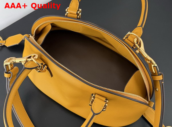 Balenciaga Bolero Bowling Bag Mini in Curry Smooth Calfskin and Muscade Nappa Lambskin Lining Replica
