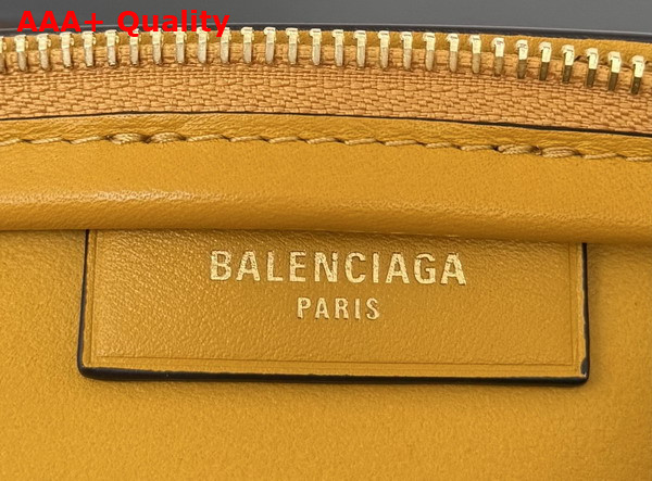 Balenciaga Bolero Bowling Bag Mini in Curry Smooth Calfskin and Muscade Nappa Lambskin Lining Replica