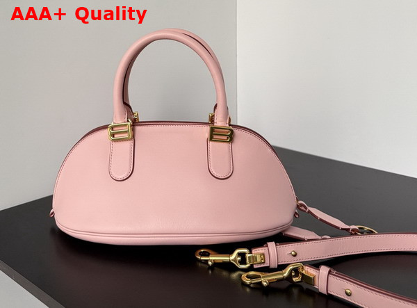 Balenciaga Bolero Bowling Bag Mini in Rose Quartz Smooth Calfskin and Moka Nappa Lambskin Lining Replica