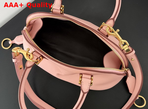 Balenciaga Bolero Bowling Bag Mini in Rose Quartz Smooth Calfskin and Moka Nappa Lambskin Lining Replica