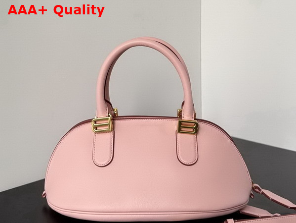 Balenciaga Bolero Bowling Bag Mini in Rose Quartz Smooth Calfskin and Moka Nappa Lambskin Lining Replica